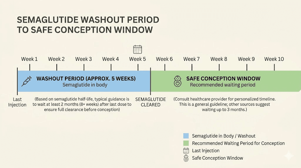 Semaglutide washout period timeline before pregnancy