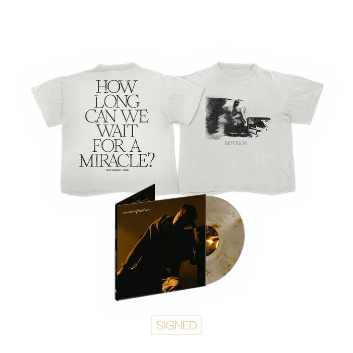 Signed Devotion vinyl and white T-shirt bundle
