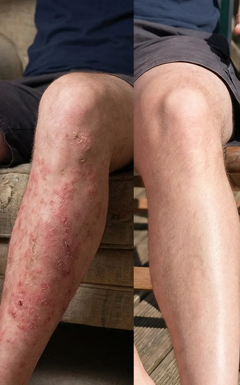 Before and after treatment - hand