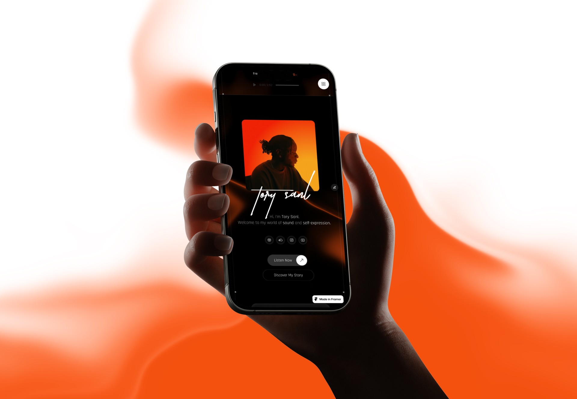 website-design-develoment-no-code-framer-artist-studio-mobile