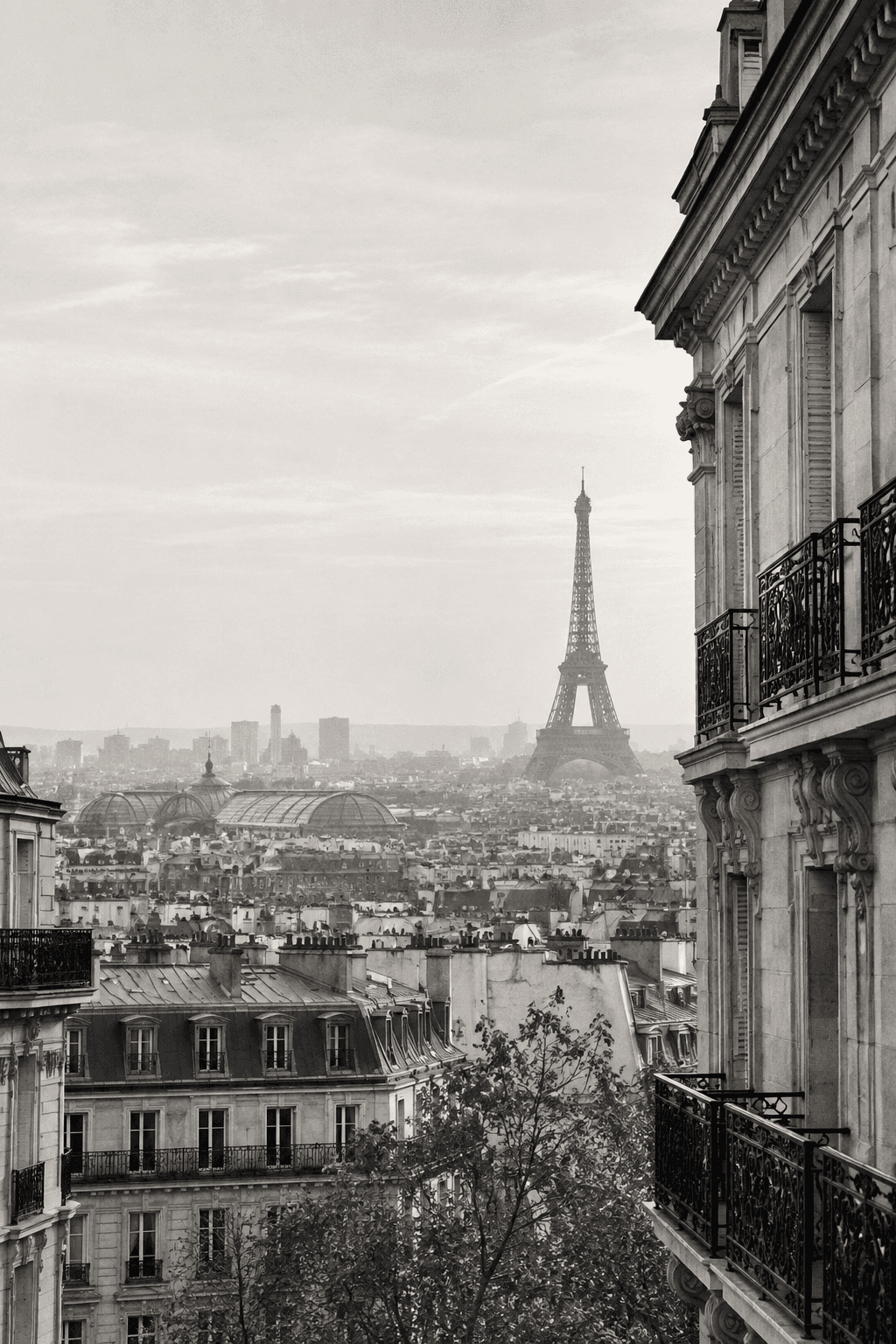 Paris rooftops and the Eiffel Tower