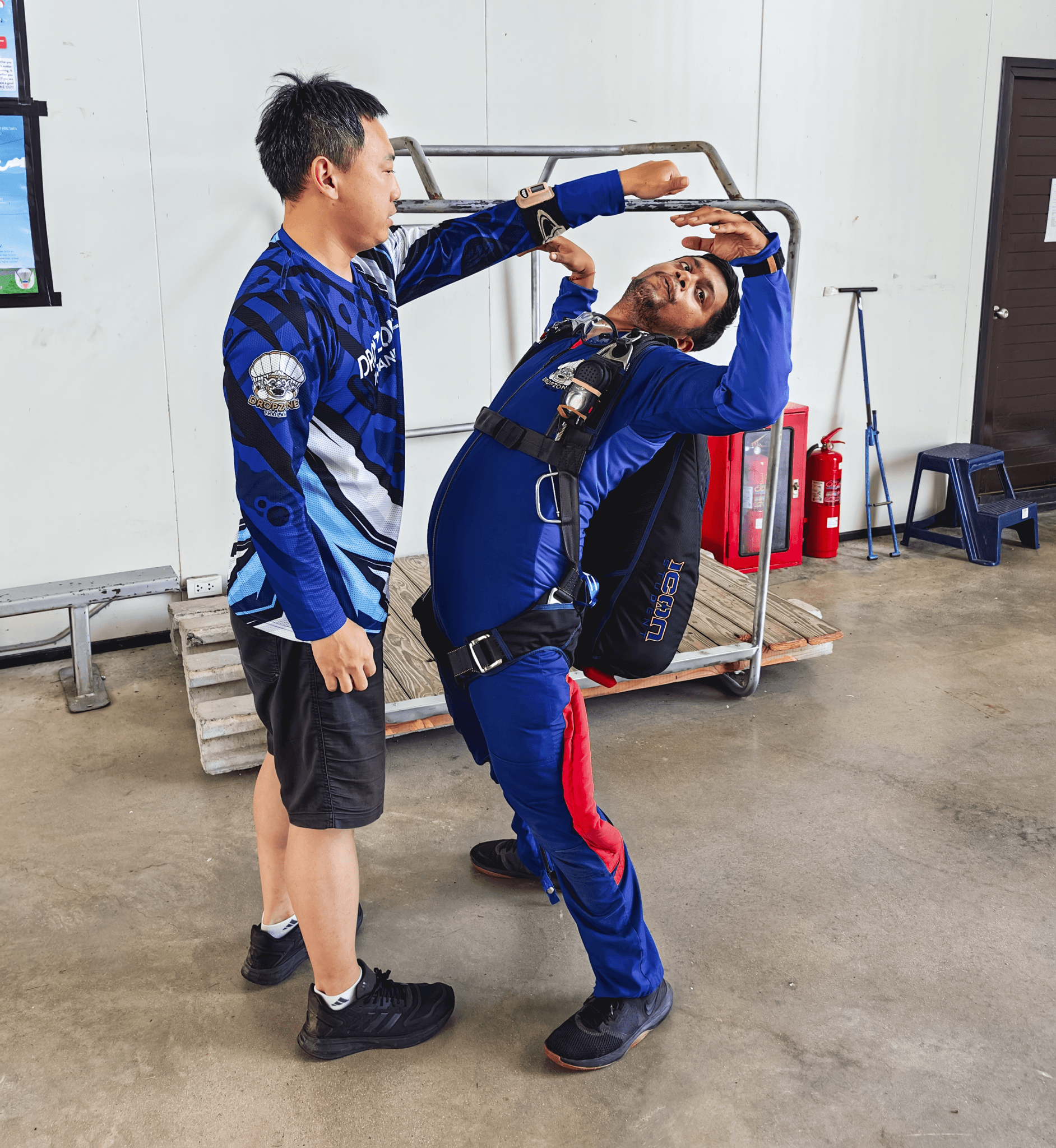 AFF student with instructors preparing for jump