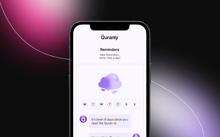 Quranly provides daily reminder to keep you up with your Quran recitation goals and to stay consistent.