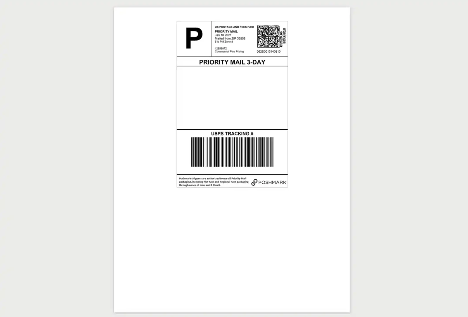 Poshmark Shipping Label