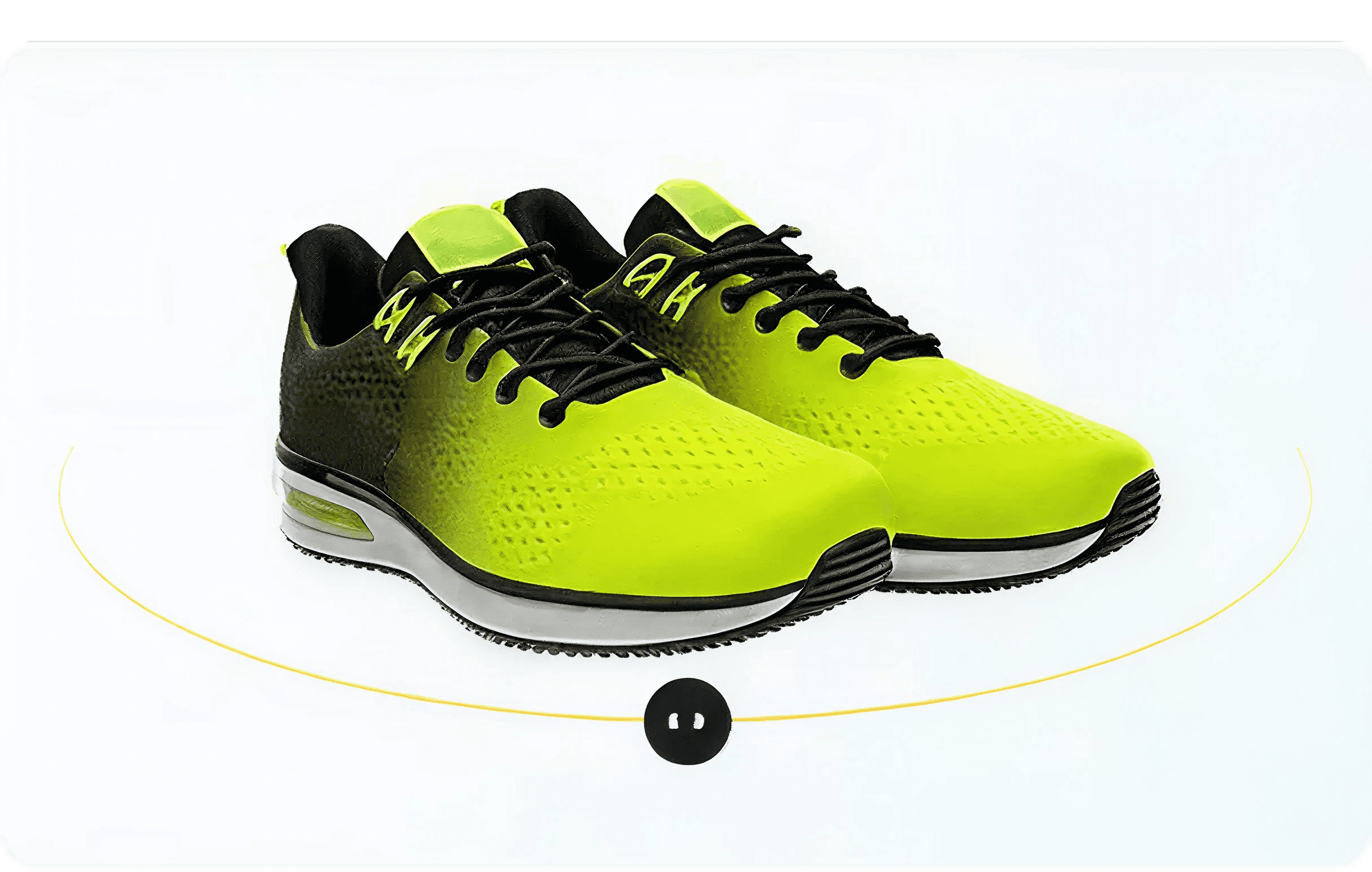 Product card showing a pair of green running shoes on a white background.