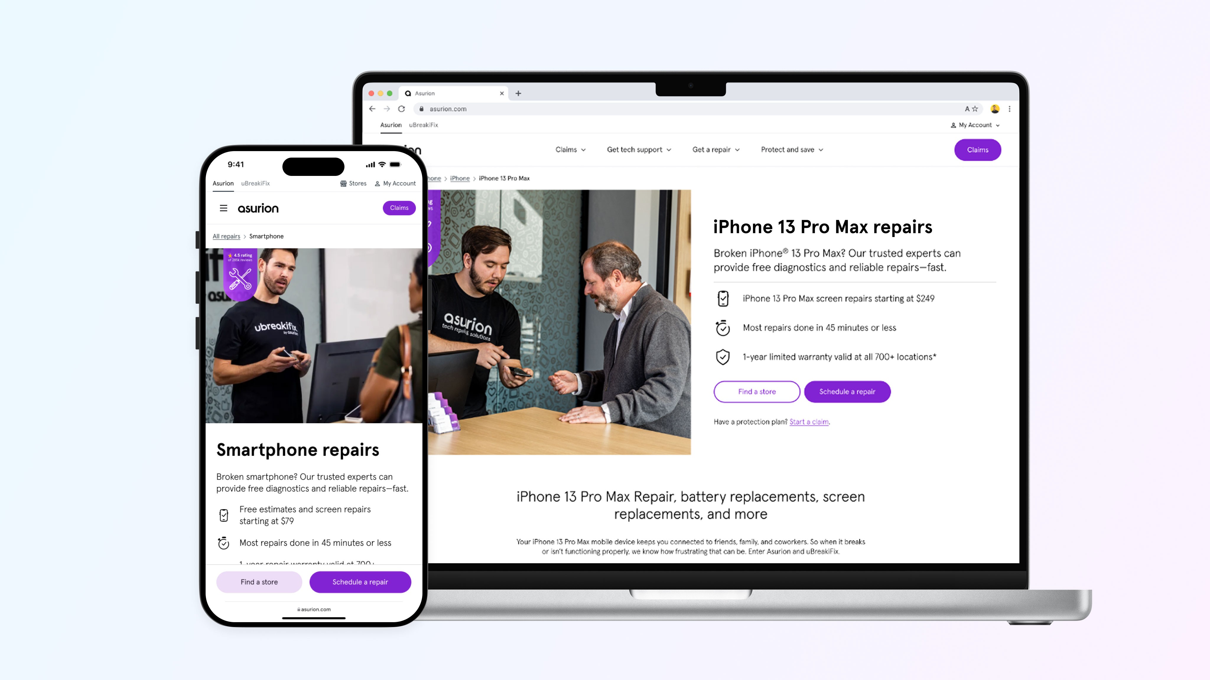 Mobile and desktop SEO-optimized store service pages