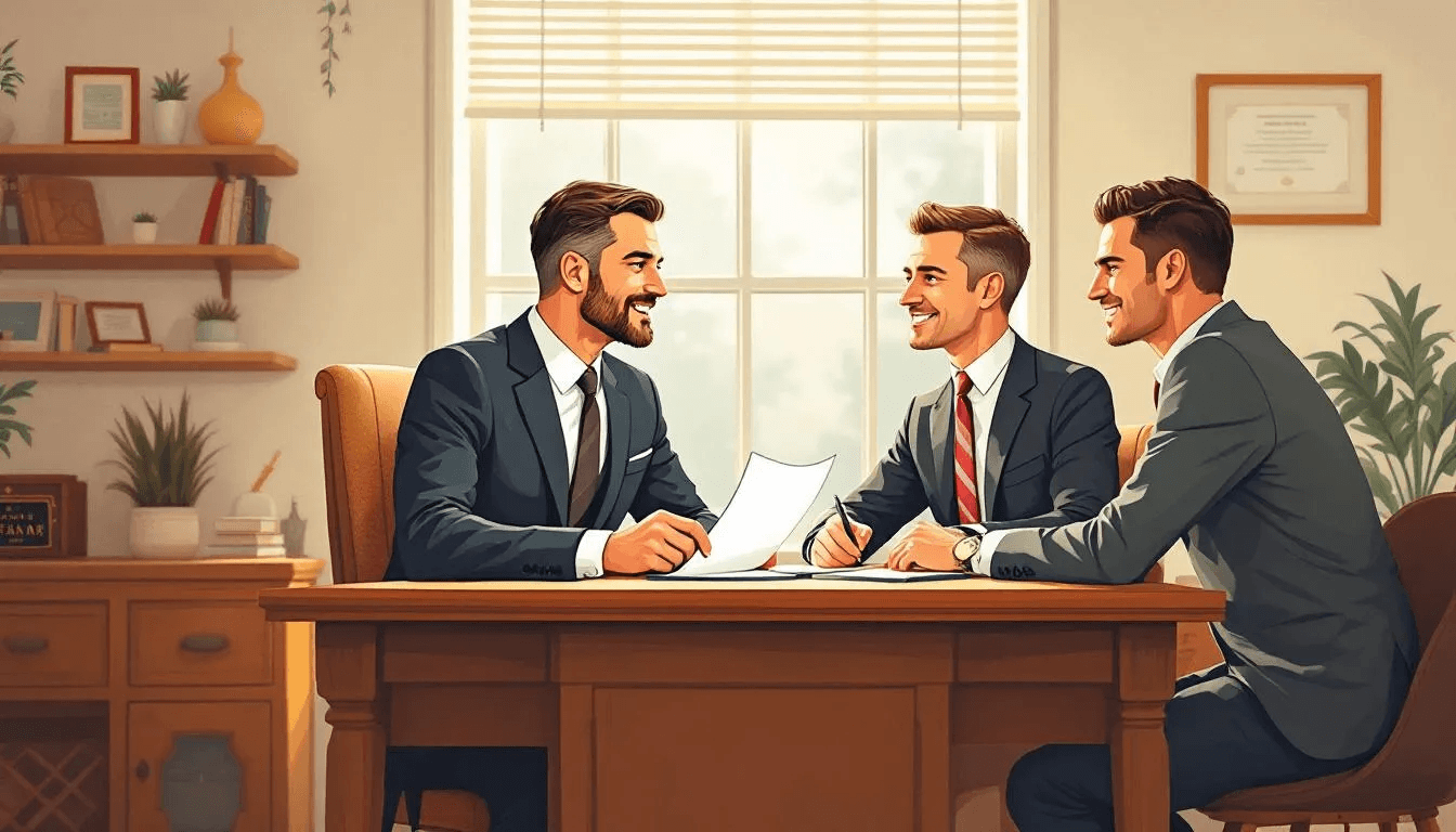 A financial advisor discussing plans with clients.