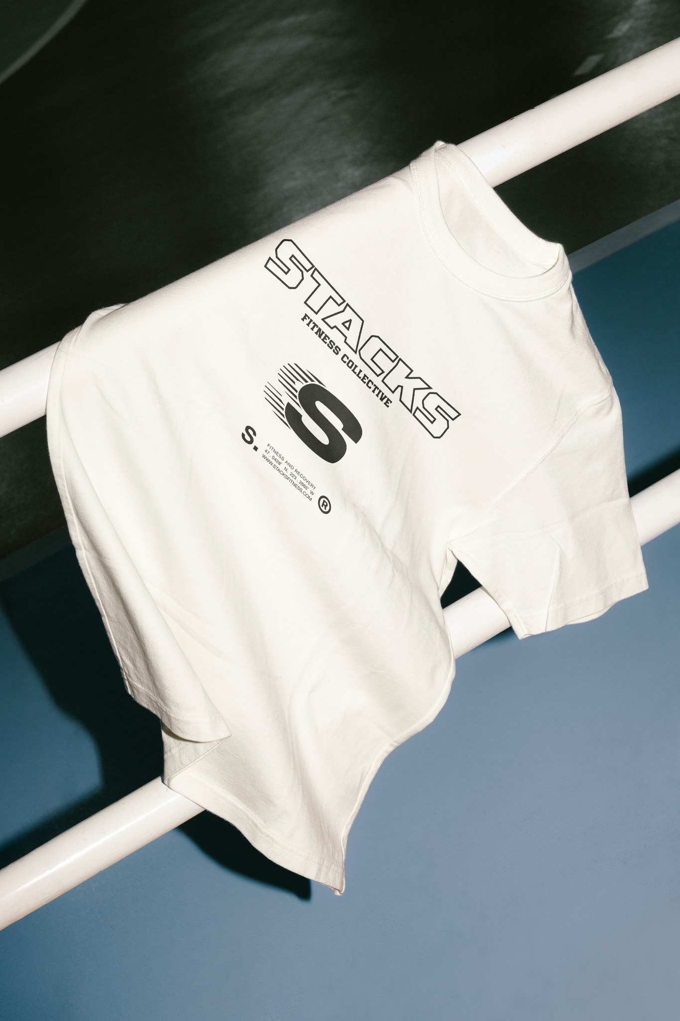Stacks branded t-shirt with minimalist design and logo.