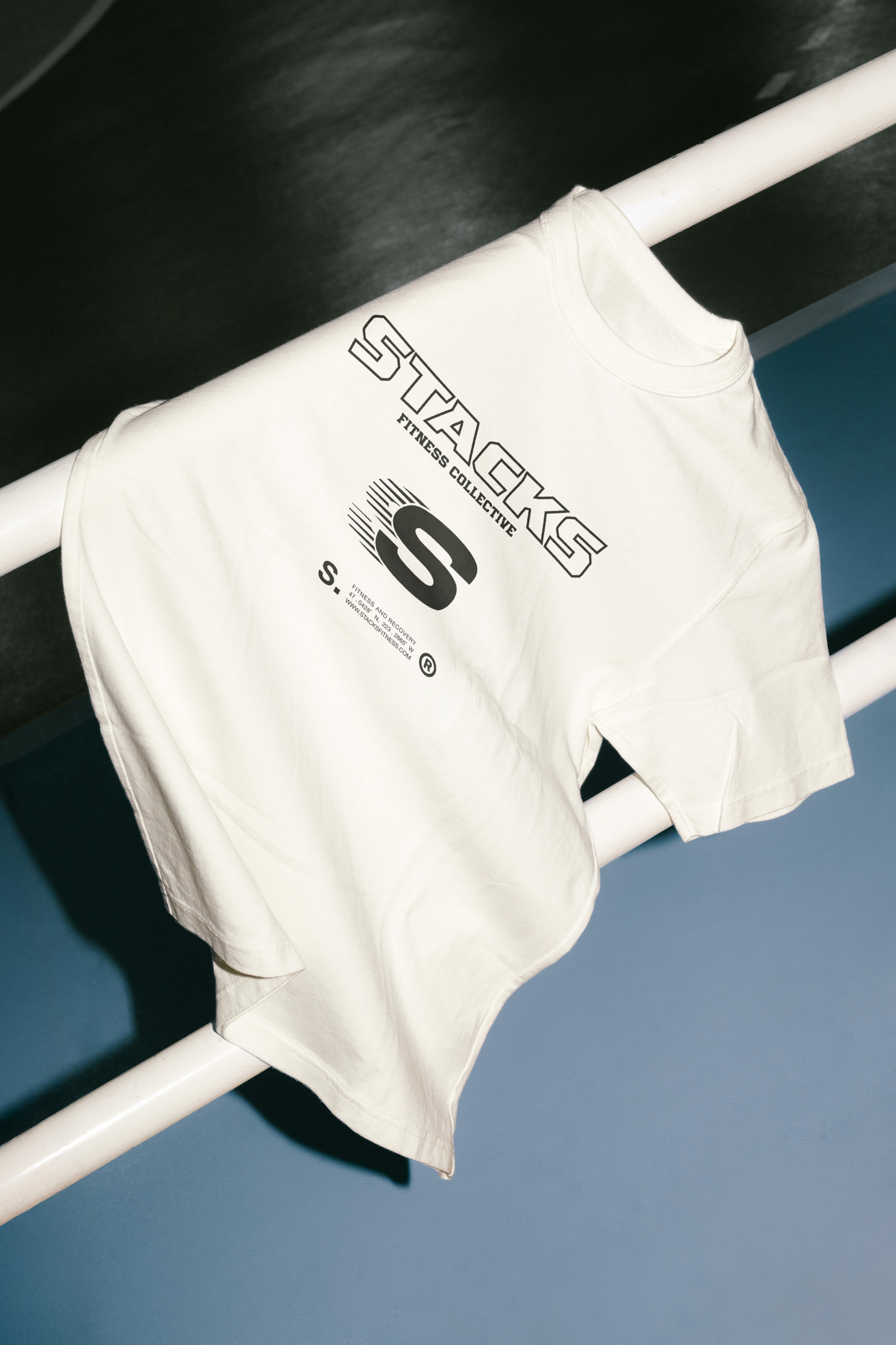 Stacks branded t-shirt with minimalist design and logo.