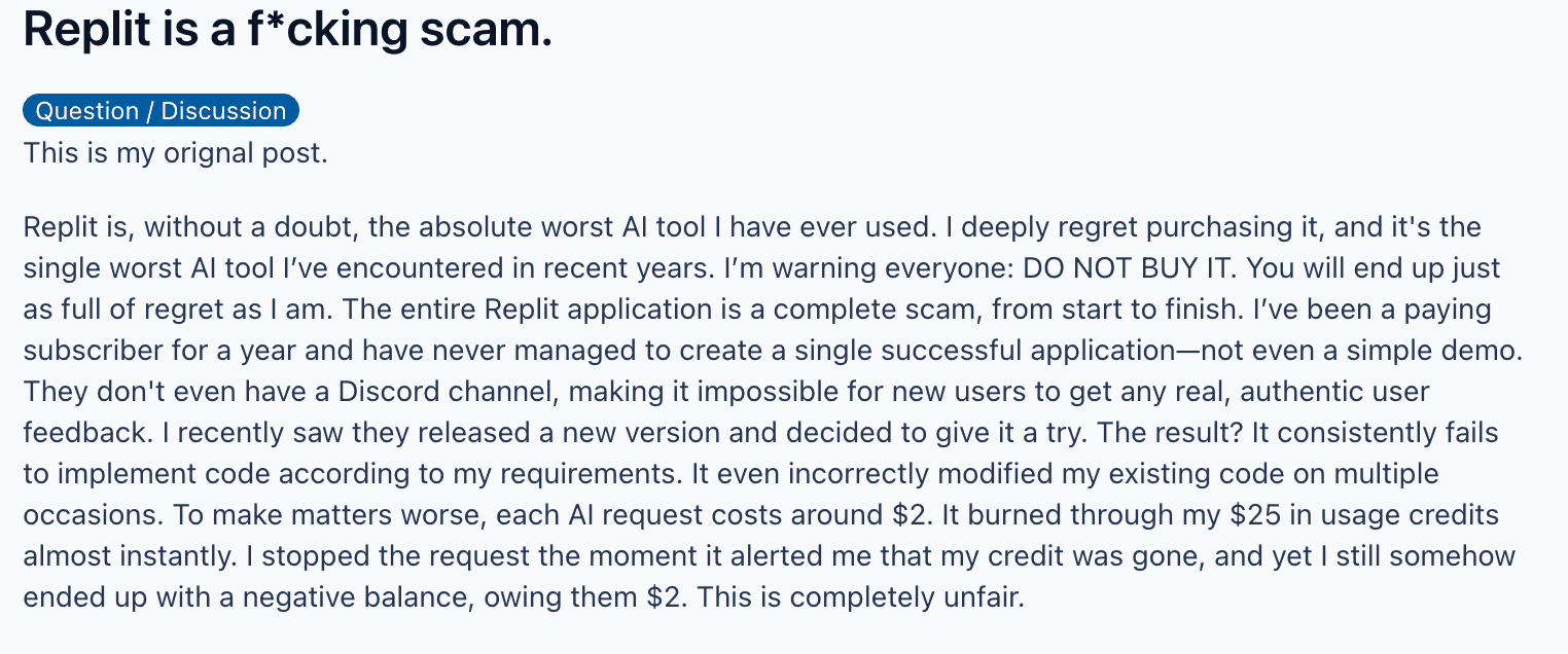 Replit Challenges Pricing & Credit Overuse