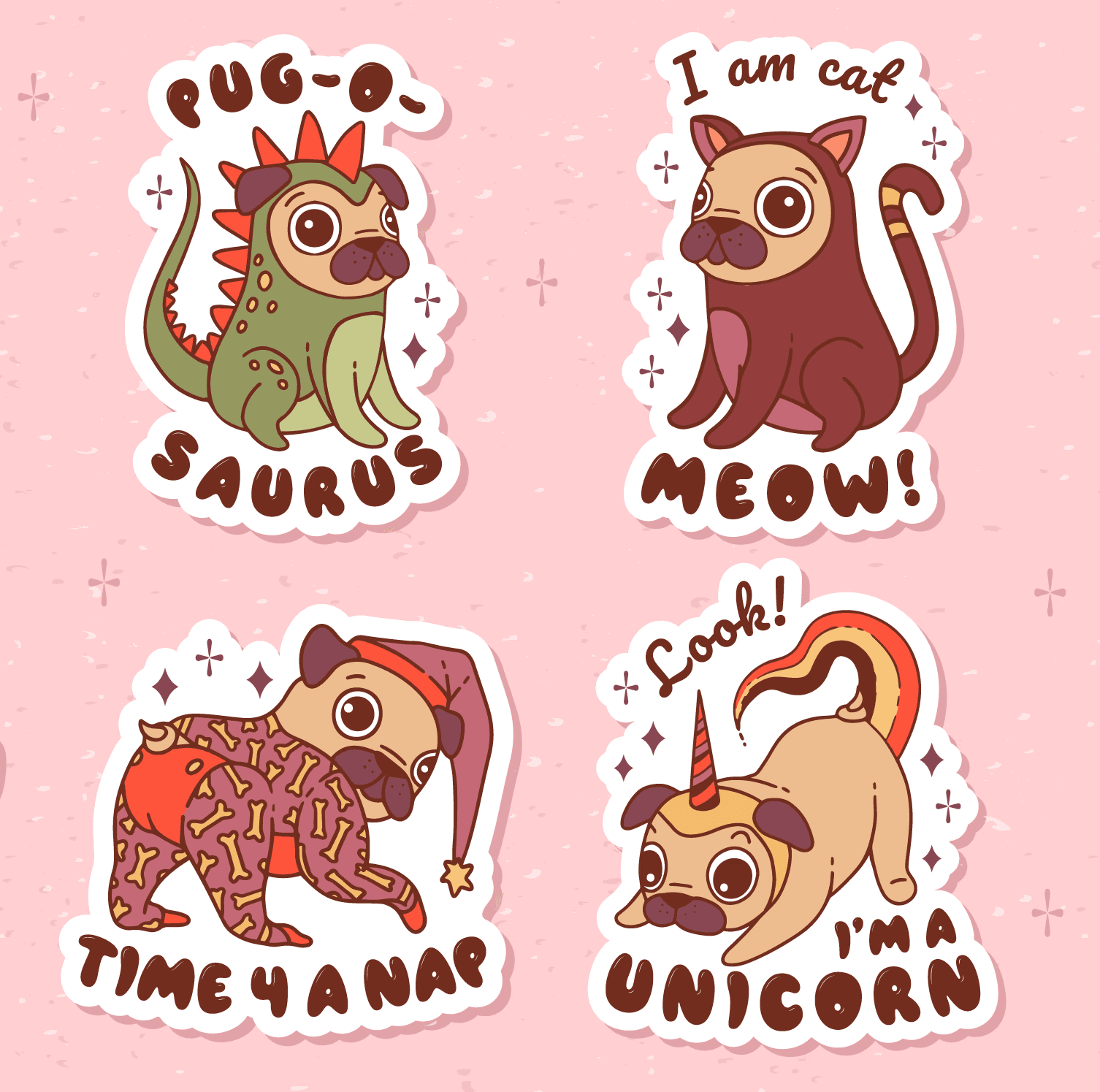 pug dog stickers
