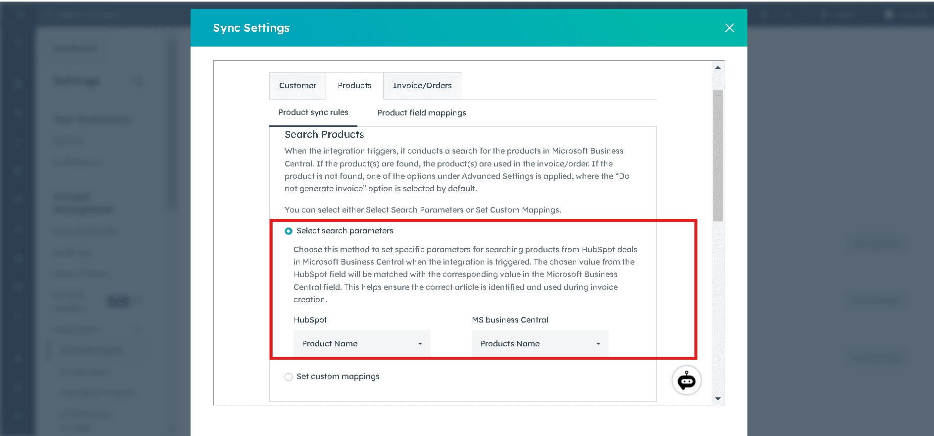 Product Sync Settings