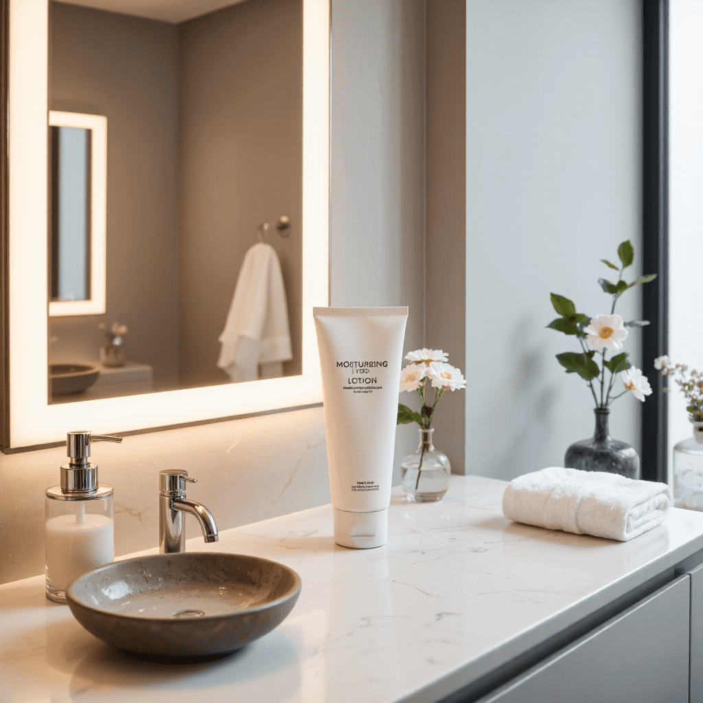 product photography of tube of moisturizing lotion