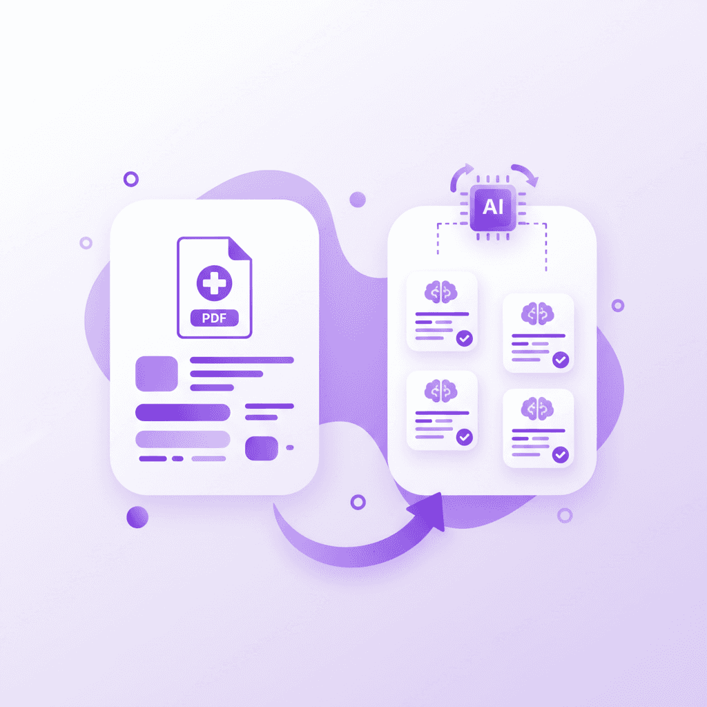 Penseum AI medical textbook to flashcard processing workflow