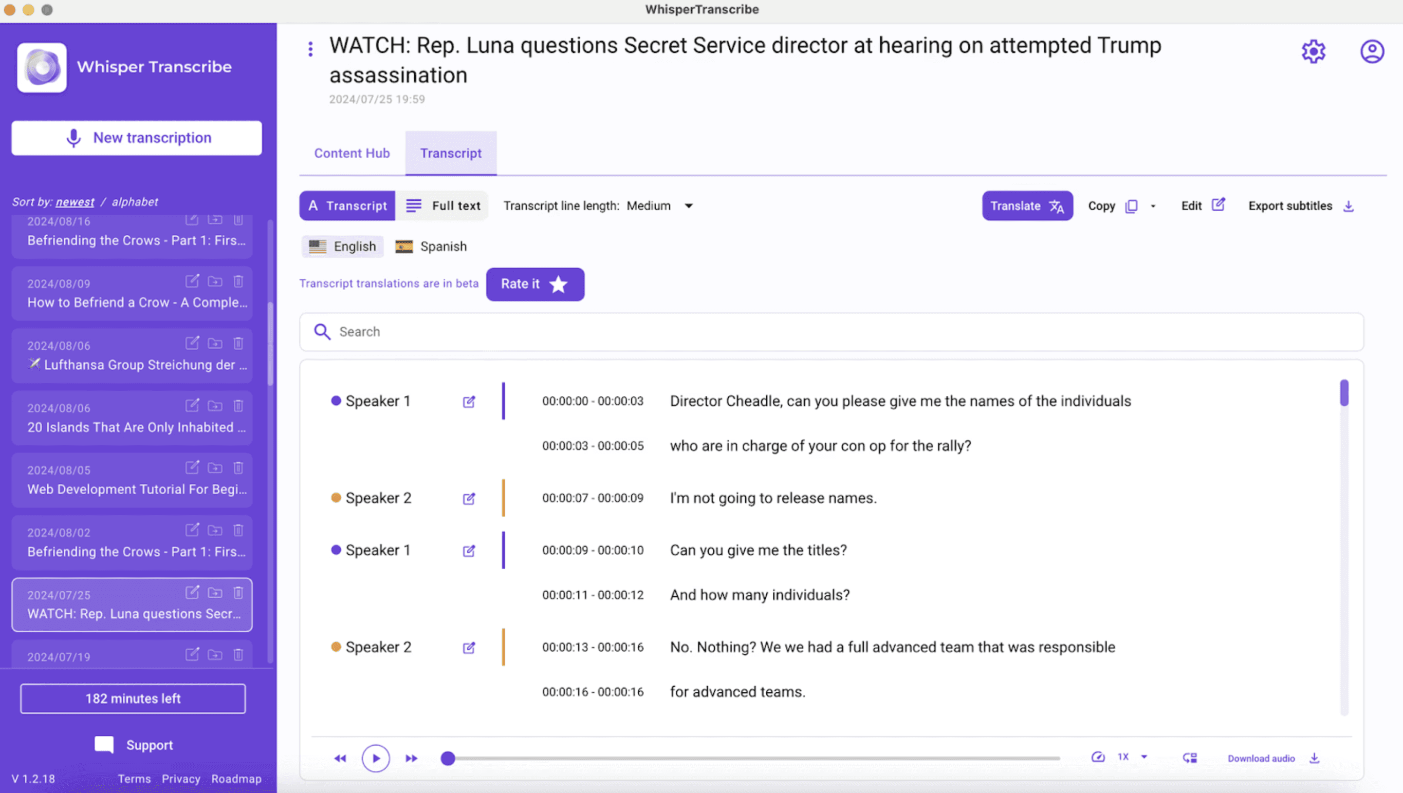 WhisperTranscribe screenshot