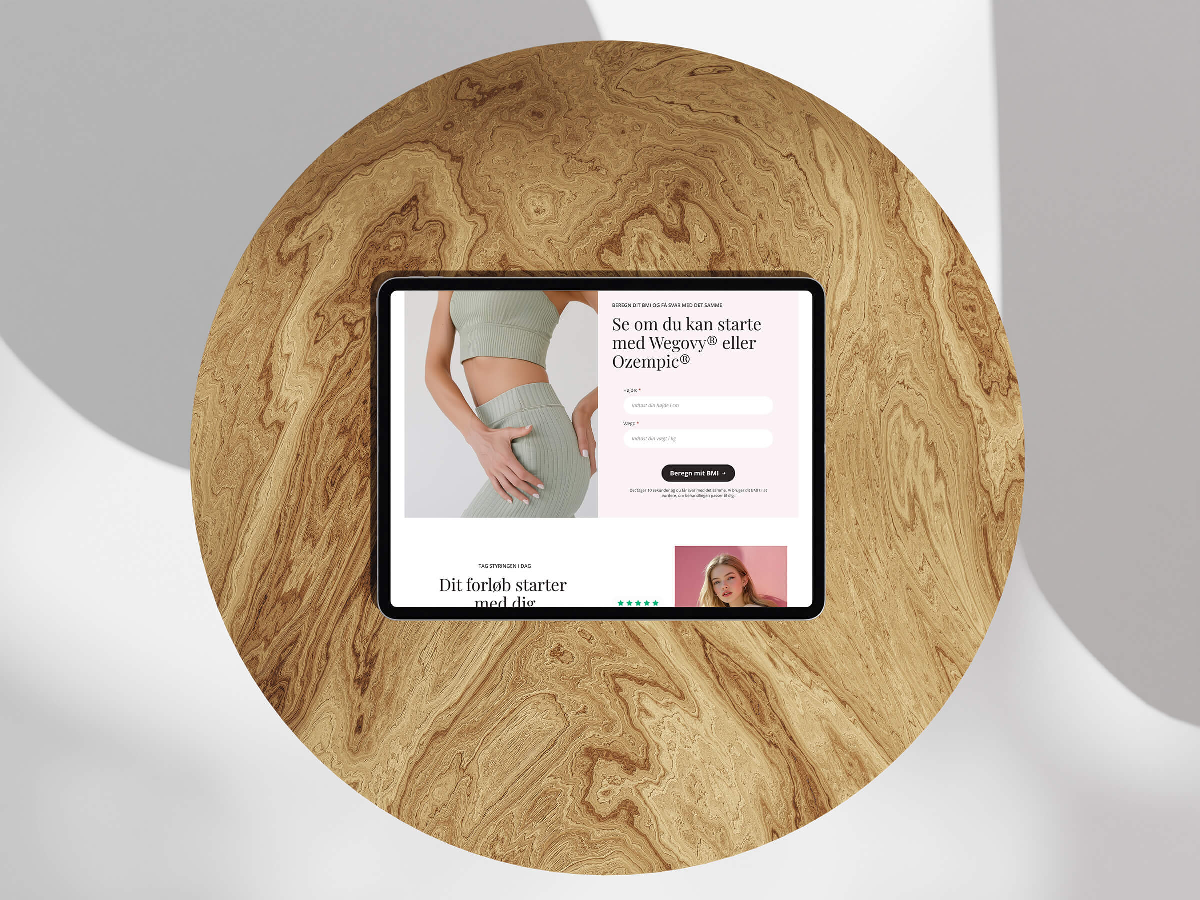 Sikkert Vægttab tablet view of web page made by Gneis