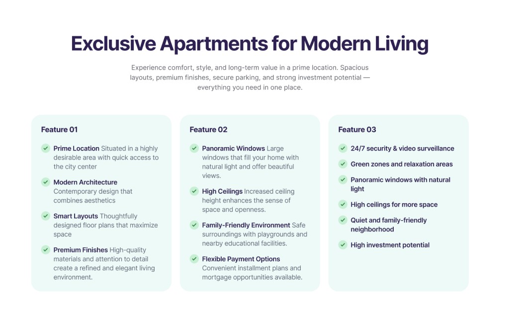 Feature section with Benefits 