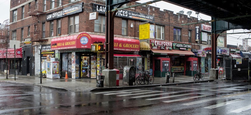 Roosevelt Avenue in in the Jackson Heights neighborhood of Queens