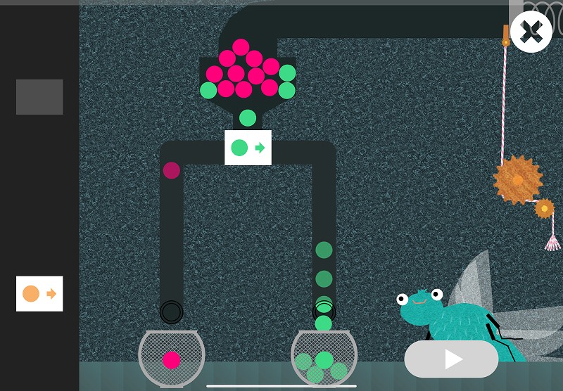 Sorting algorithms: help the scarab sort the colored balls into baskets