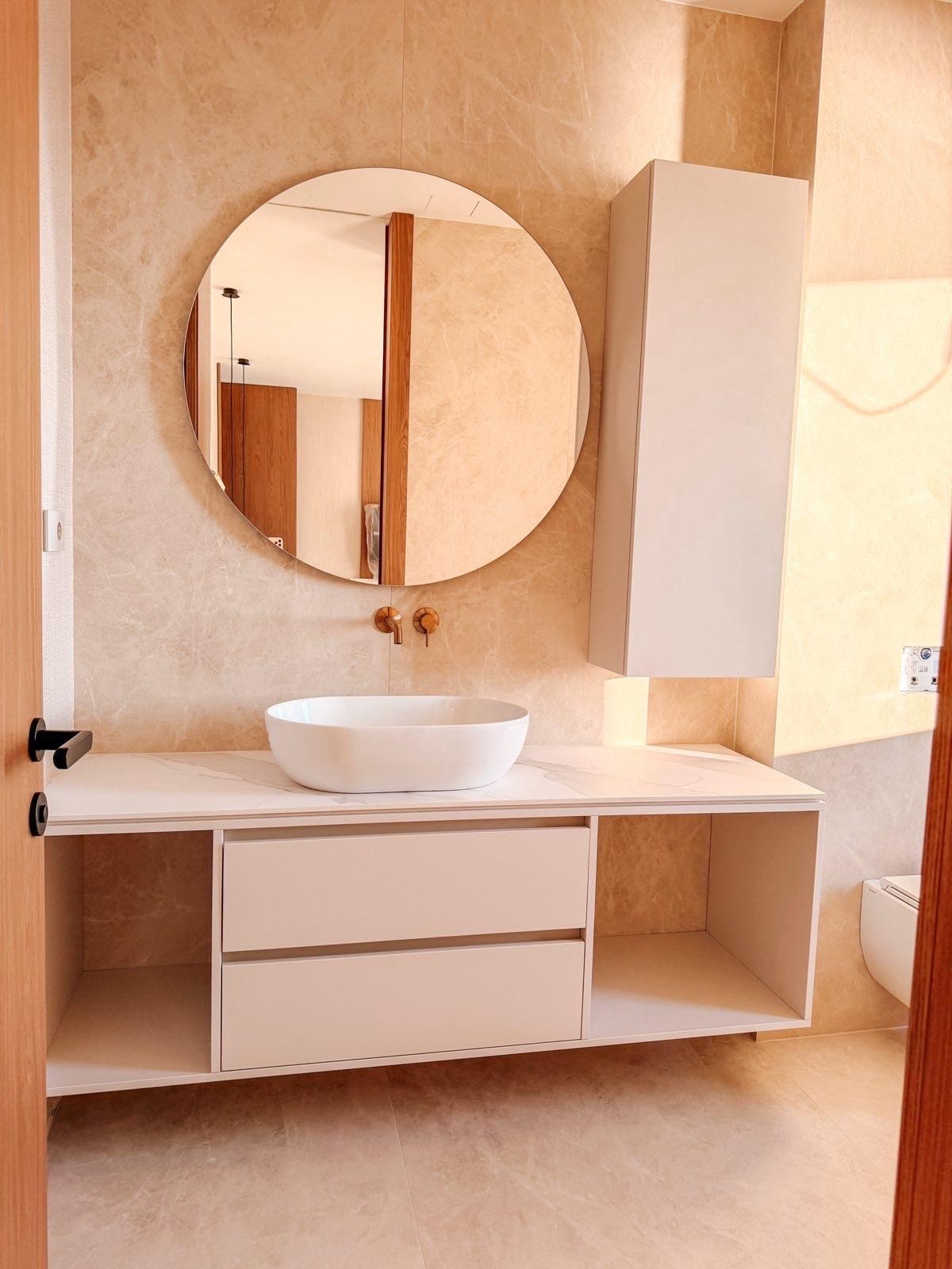 Large modern interior space with concrete walls