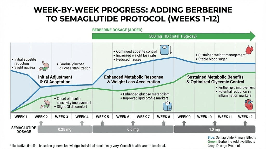 Week by week timeline adding berberine to semaglutide treatment