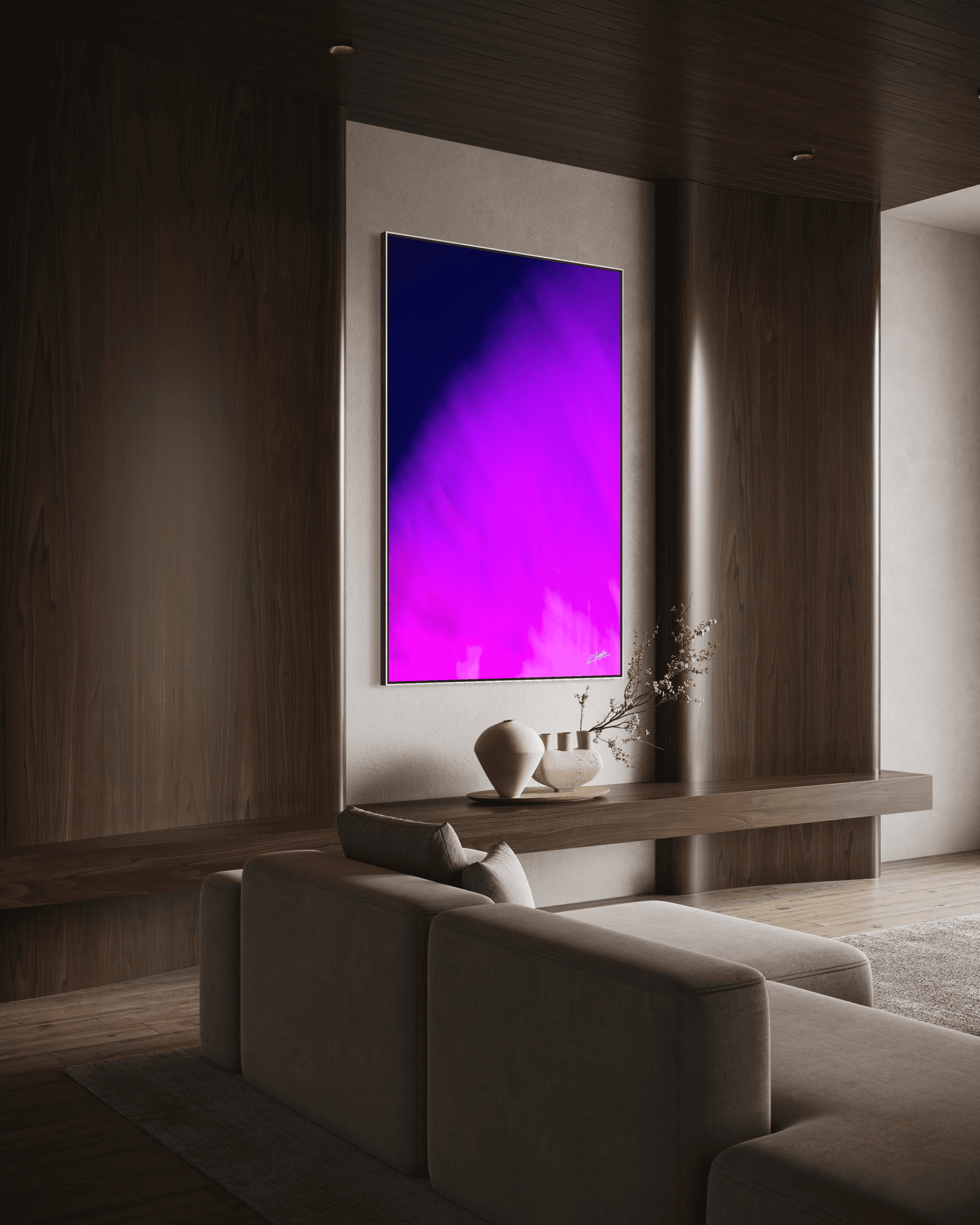 Image of a vase, glass of water and a lemon on a table