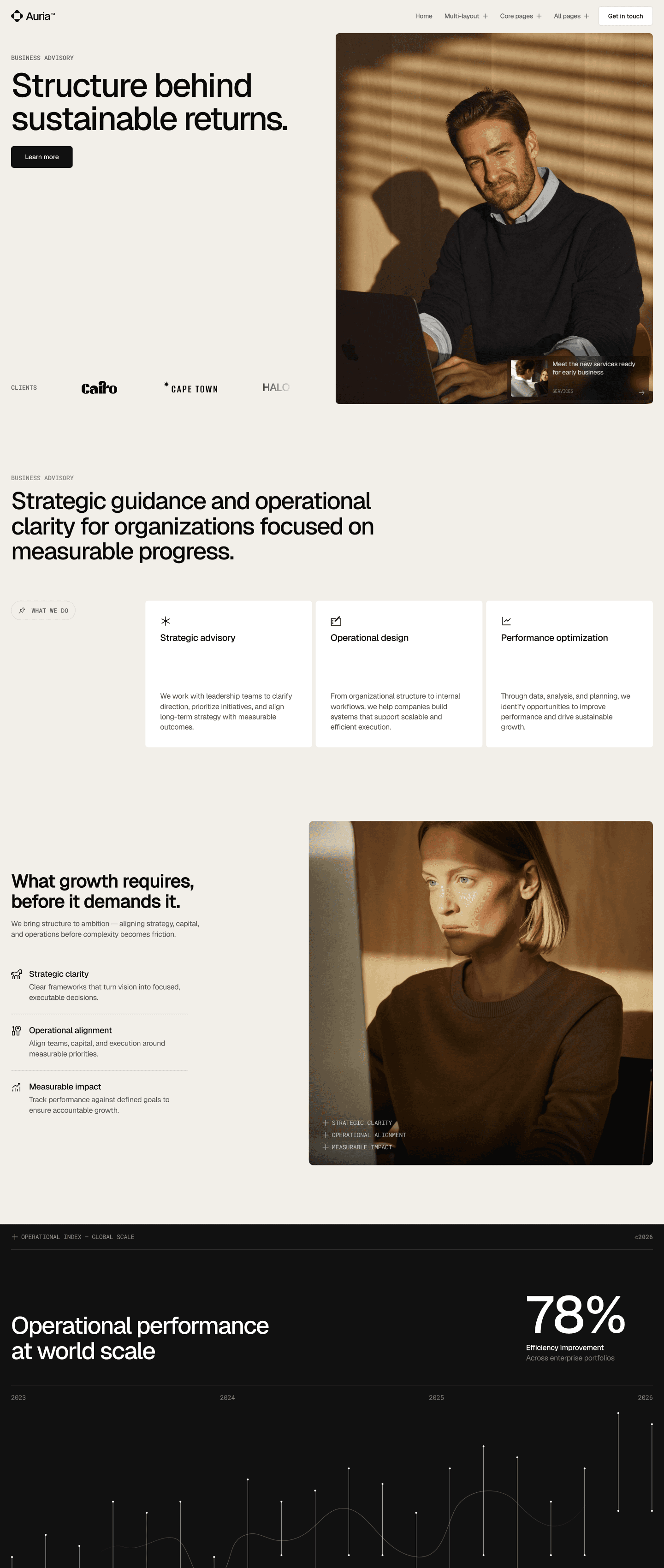 Screenshot of Auria consulting Webflow template
