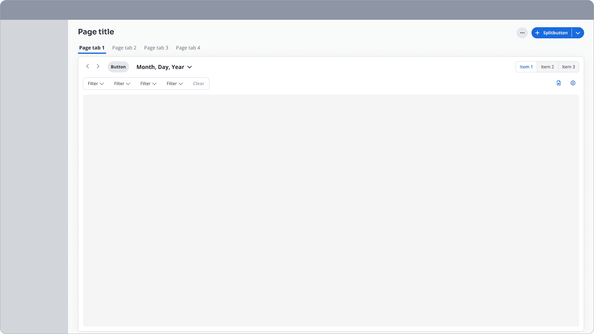Early workspace model exploration demonstrating standardized page headers and content regions.