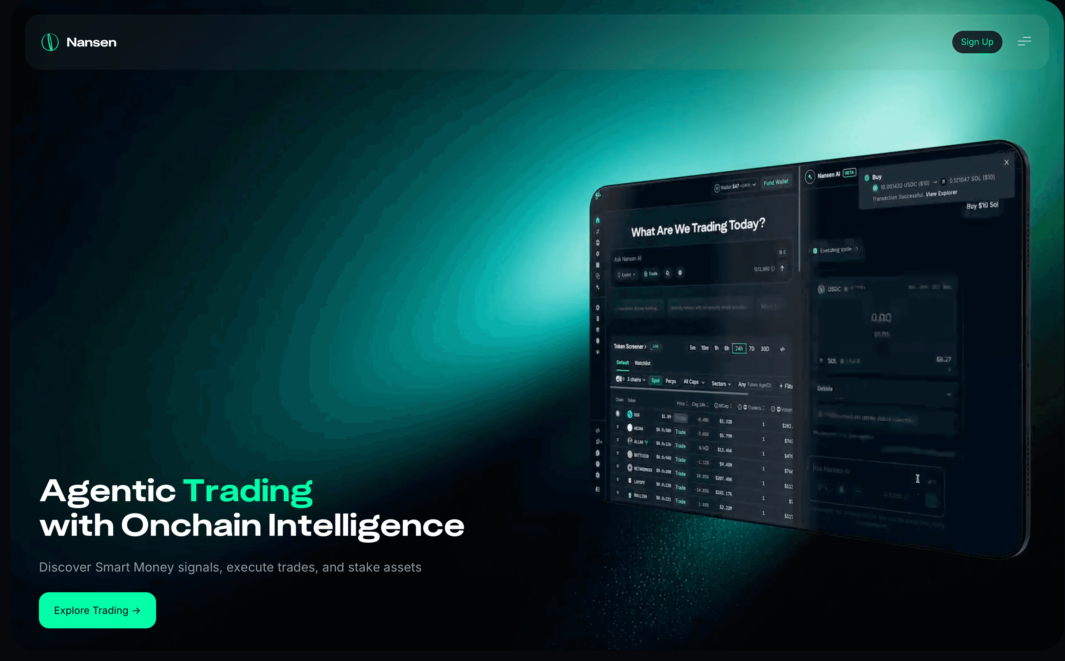 Nansen crypto wallet analytics platform homepage