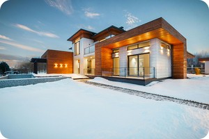 Snow-covered house.