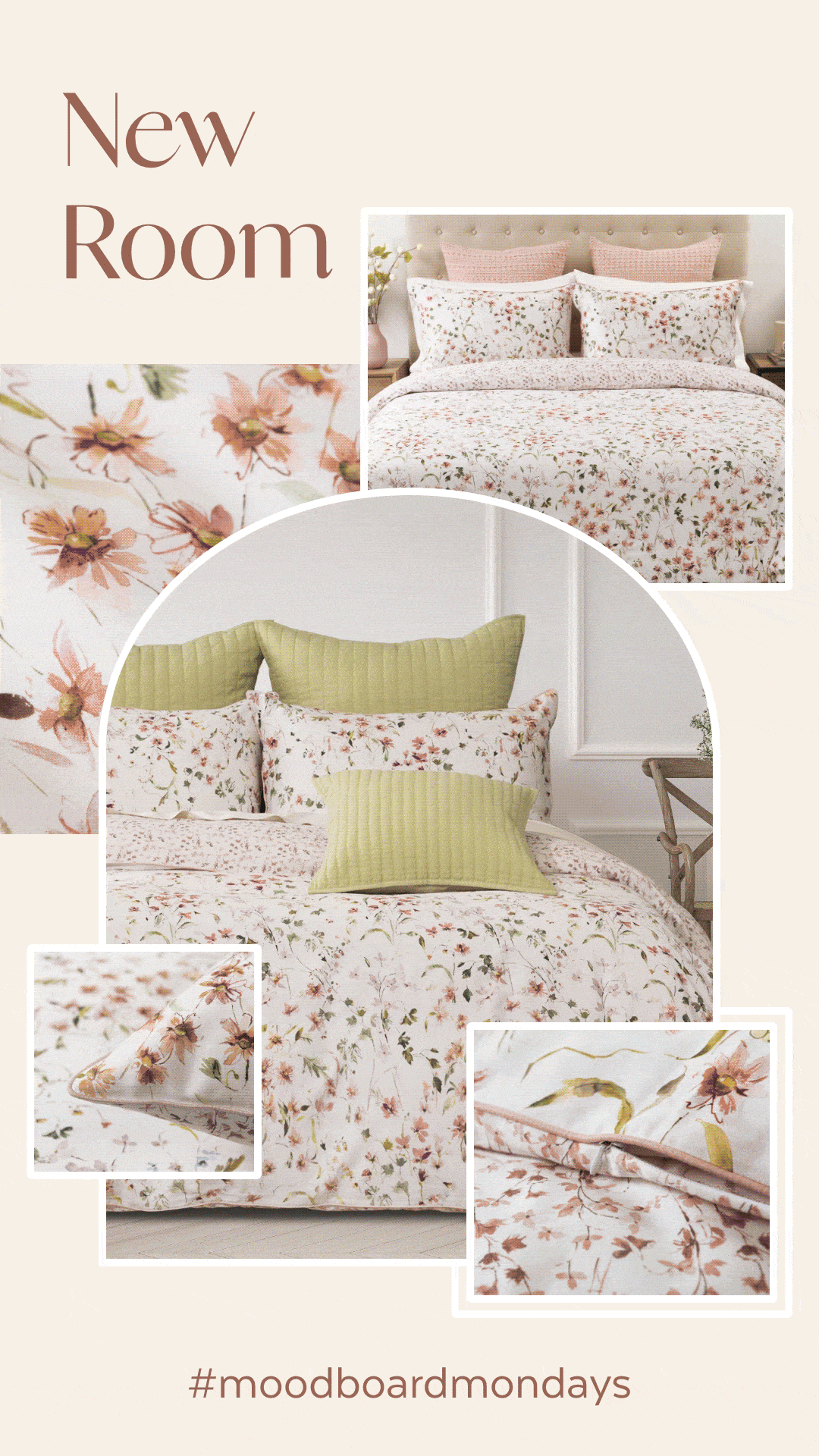 Pinterest moodboard post for QE Home featuring Cordelia Collection
