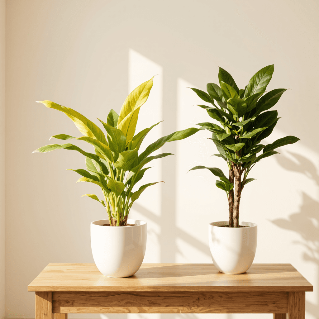 product photography of a pair of indoor potted plants