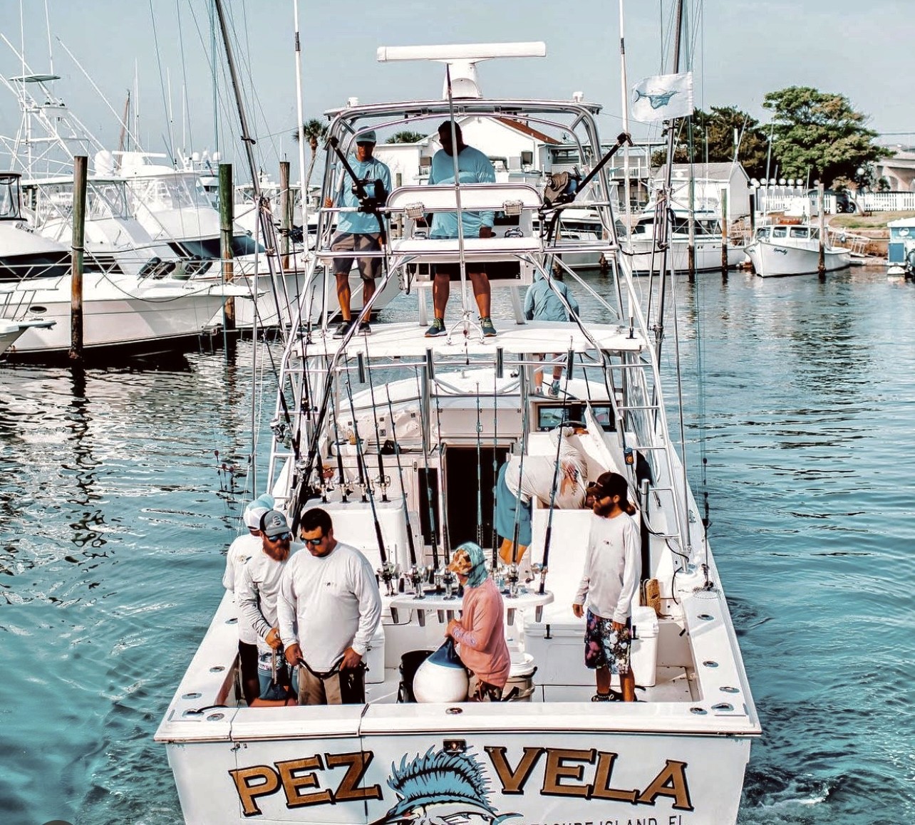 People on boat Camachee cove yacht harbor