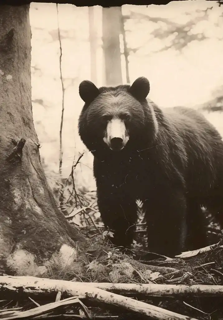 Folk Fable AI Film Photo of bear