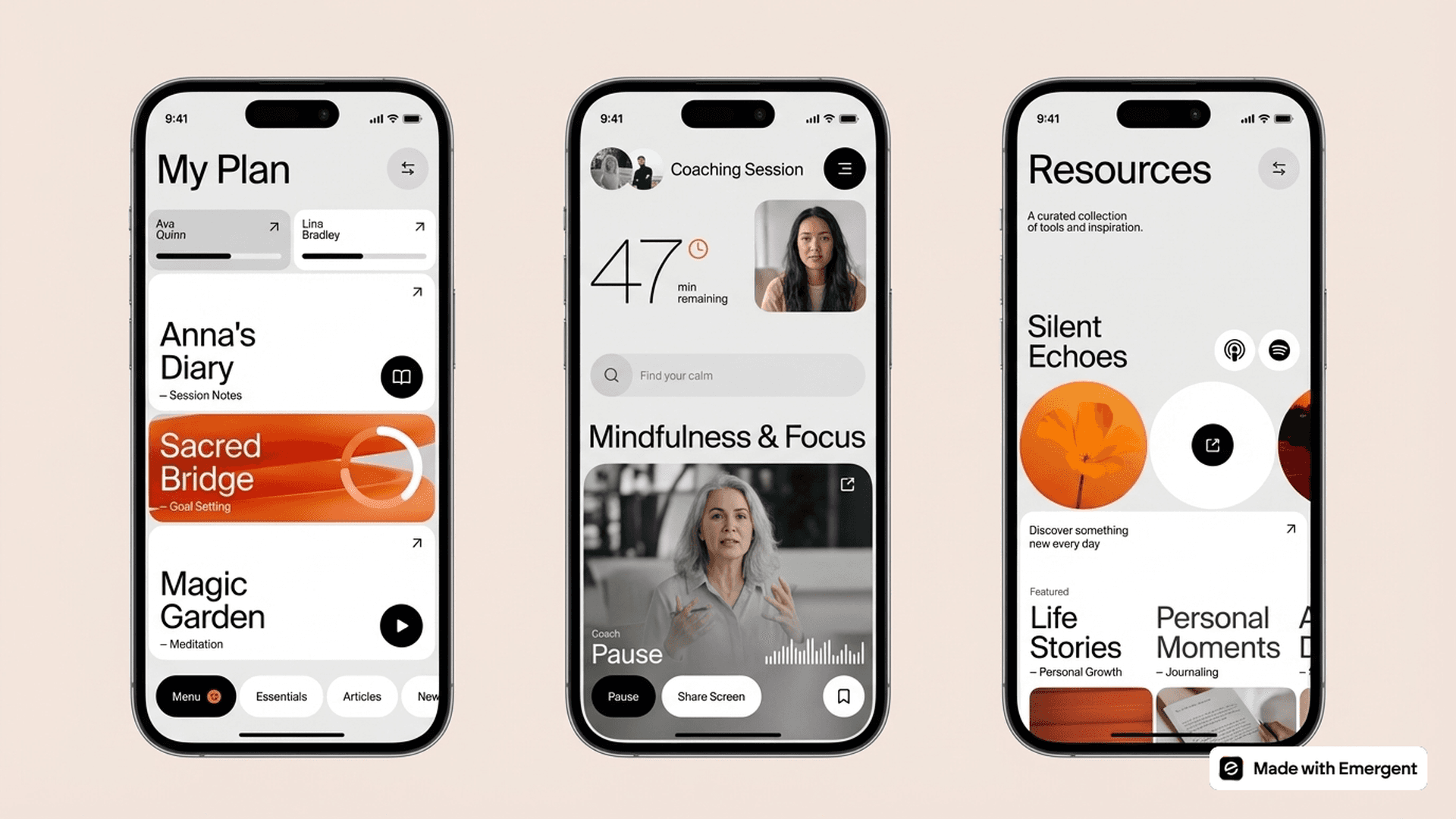 Coaching App Made with Emergent