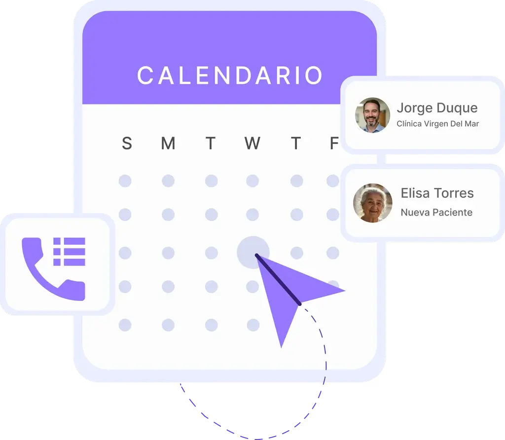 A screenshot of a calendar displaying an appointment schedule for Fabian Dan, Dentist at Kiti Clinic, with New Patient, Elisa Joana, listed on multiple days. The days of the week are labeled S, M, T, W, T, F.
