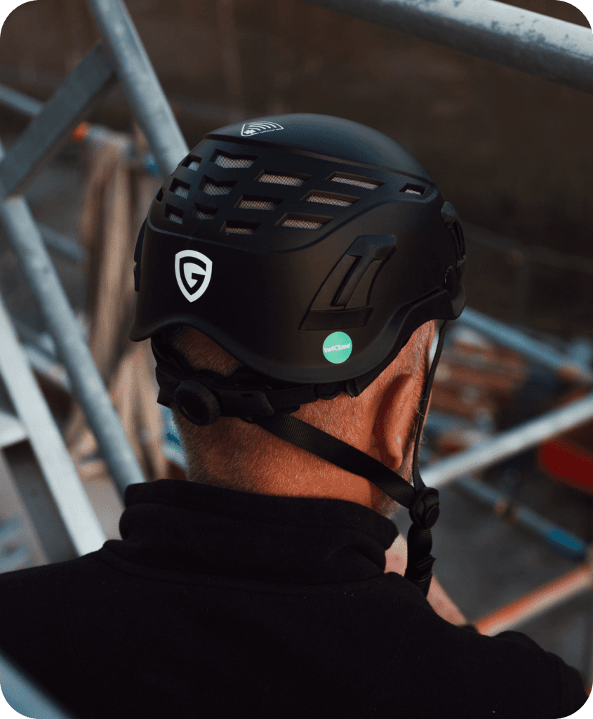 Guardio armet helmet with Twiceme mark, green dot