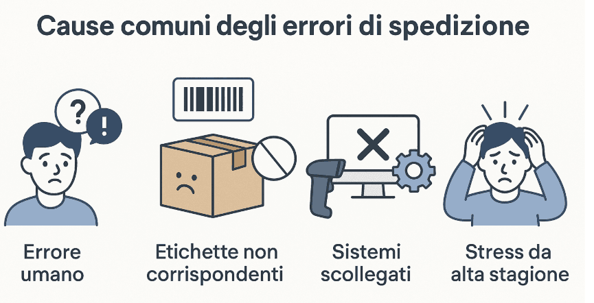 Errore umano Etichette non corrispondenti Nessun controllo mediante scansione Sistemi scollegati Stress da alta stagione