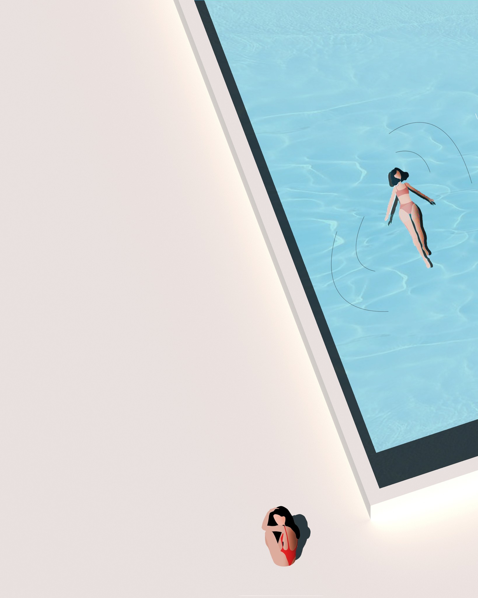 A woman peacefully floating in a pool, enjoying the serenity of the water.