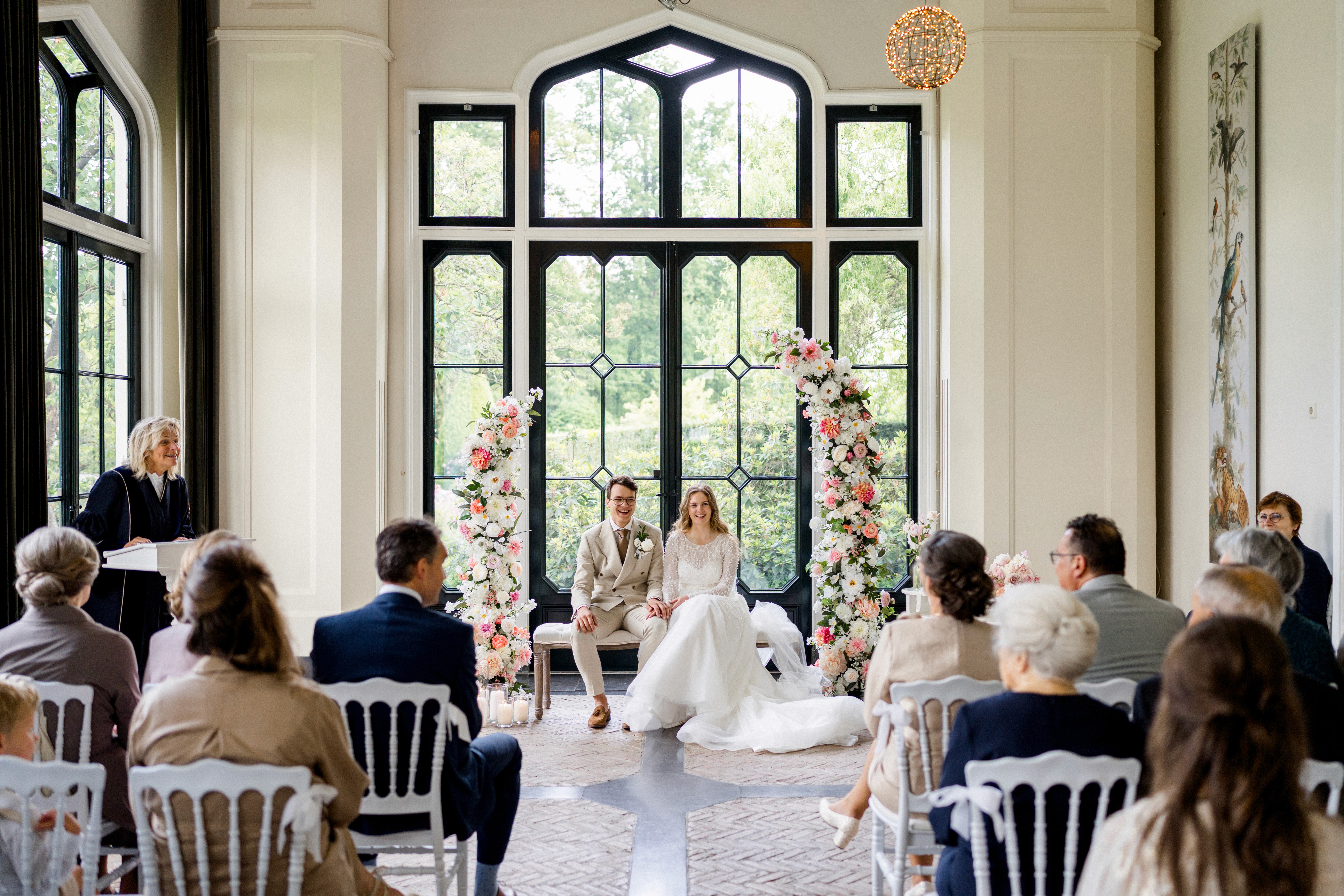 Woman standing on the balcony