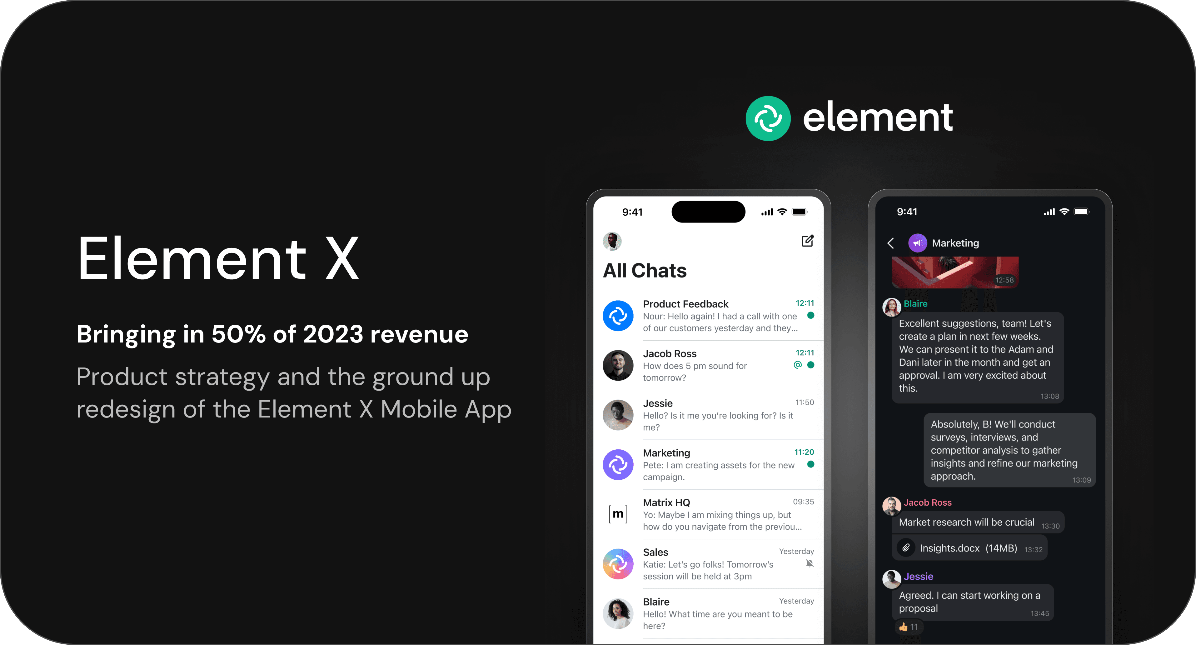 Project card for the Element X mobile app project