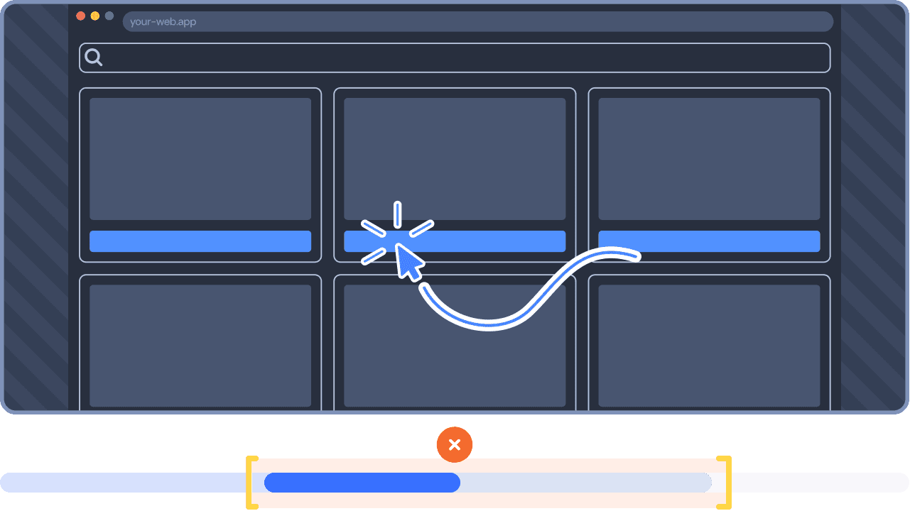 A part of a session replay highlighted, focusing on showing what led to an error and what happened after.