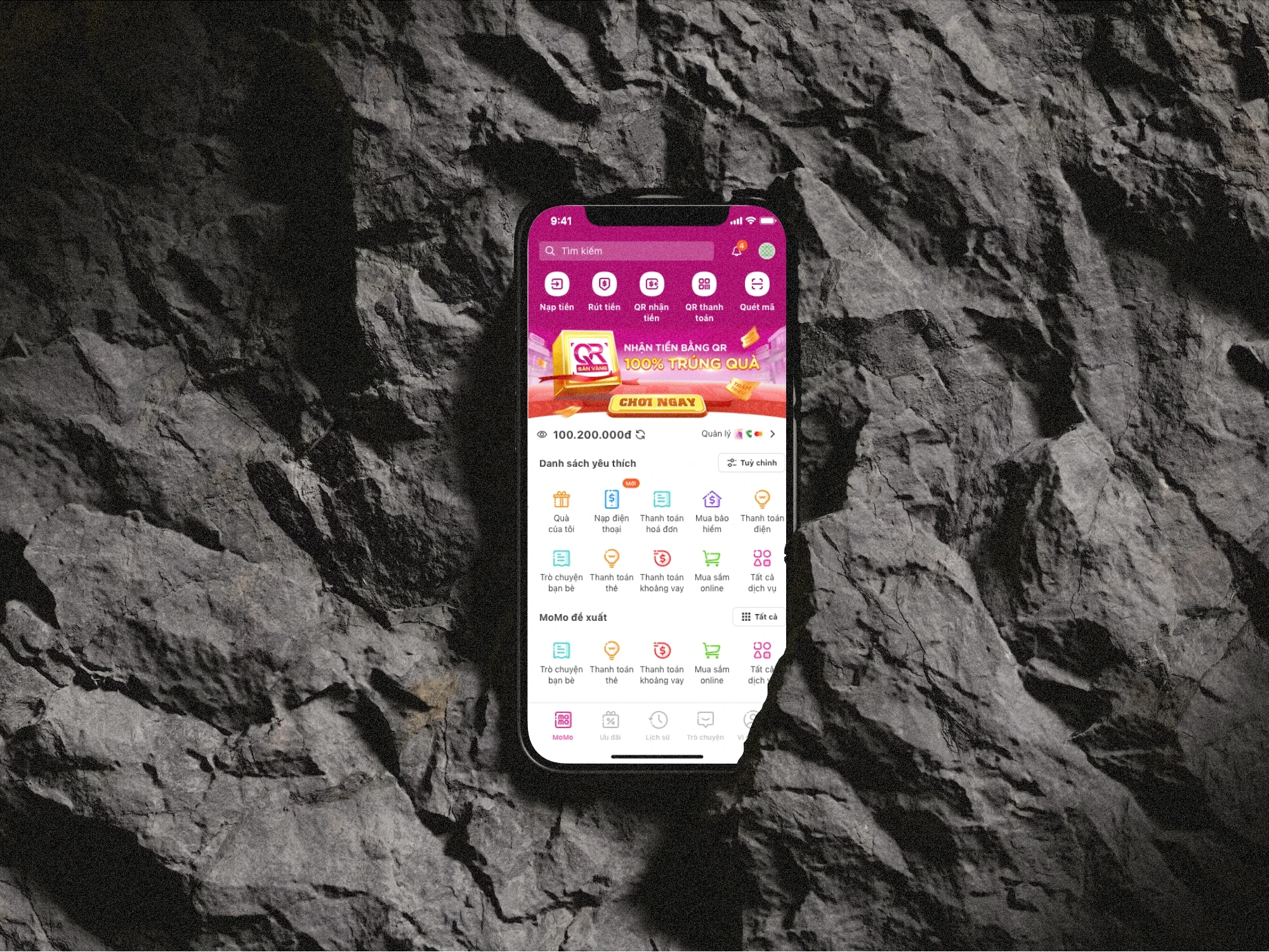 UX/UI design and App Design for the MoMo application – optimizing user experience in electronic payments and financial services.
