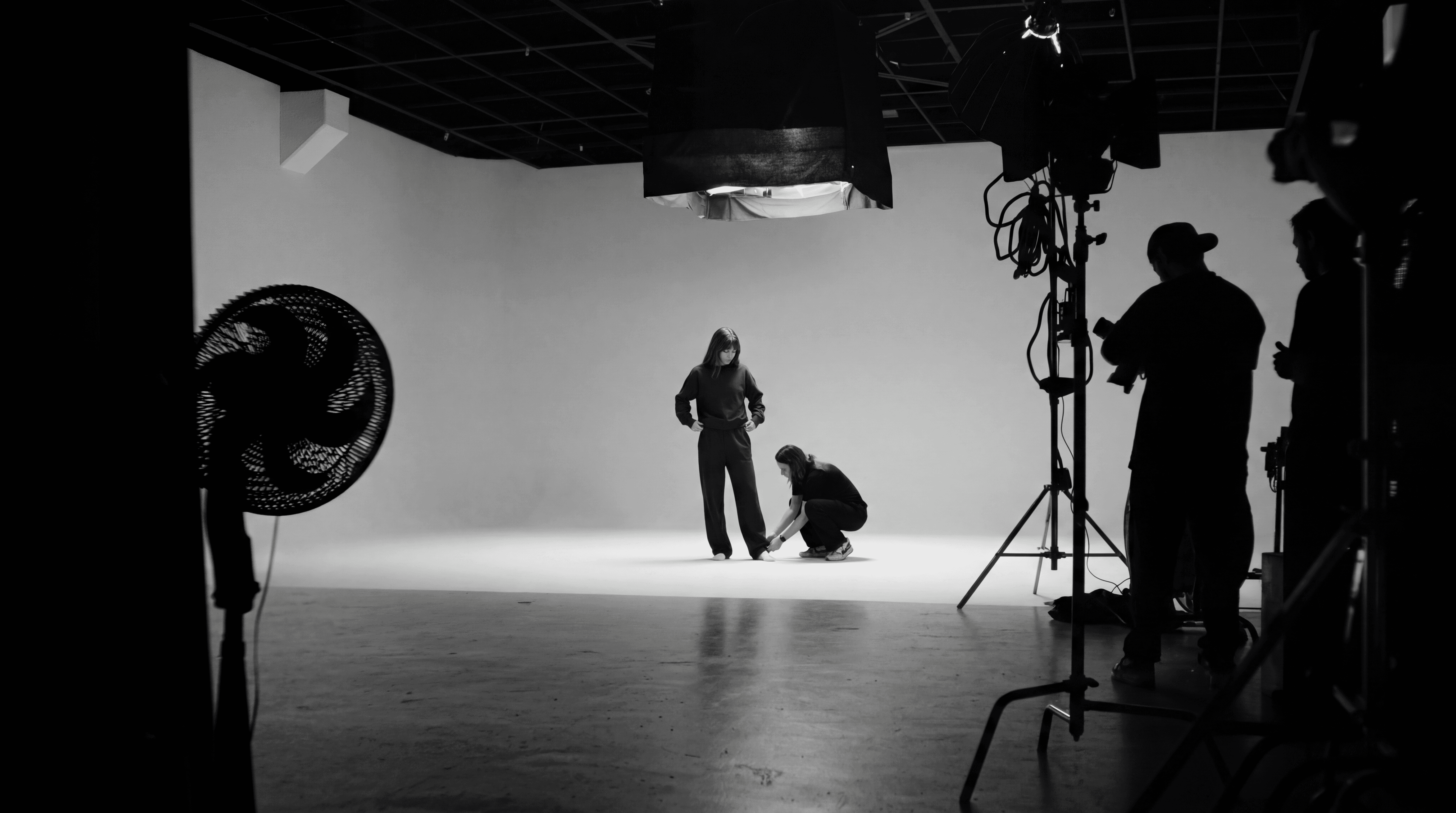 Studio shot of two models wearing premium streetwear