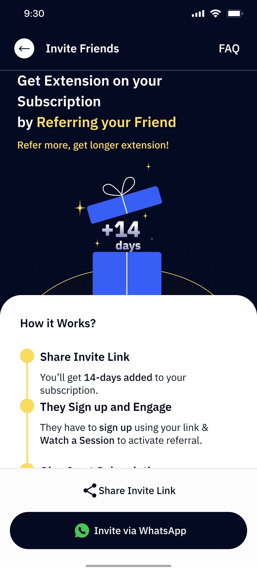 Outskill Invite friend screen