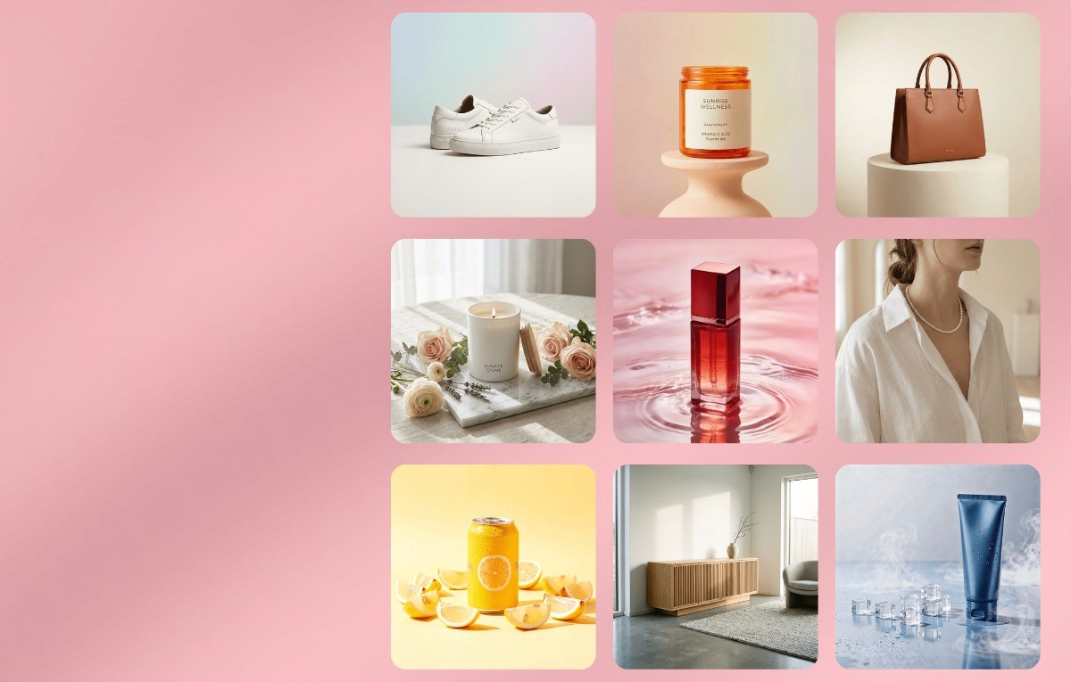 A person in profile wearing a bright pink beanie and dark coat appears against a blurred pink and red striped background, conveying speed and motion.