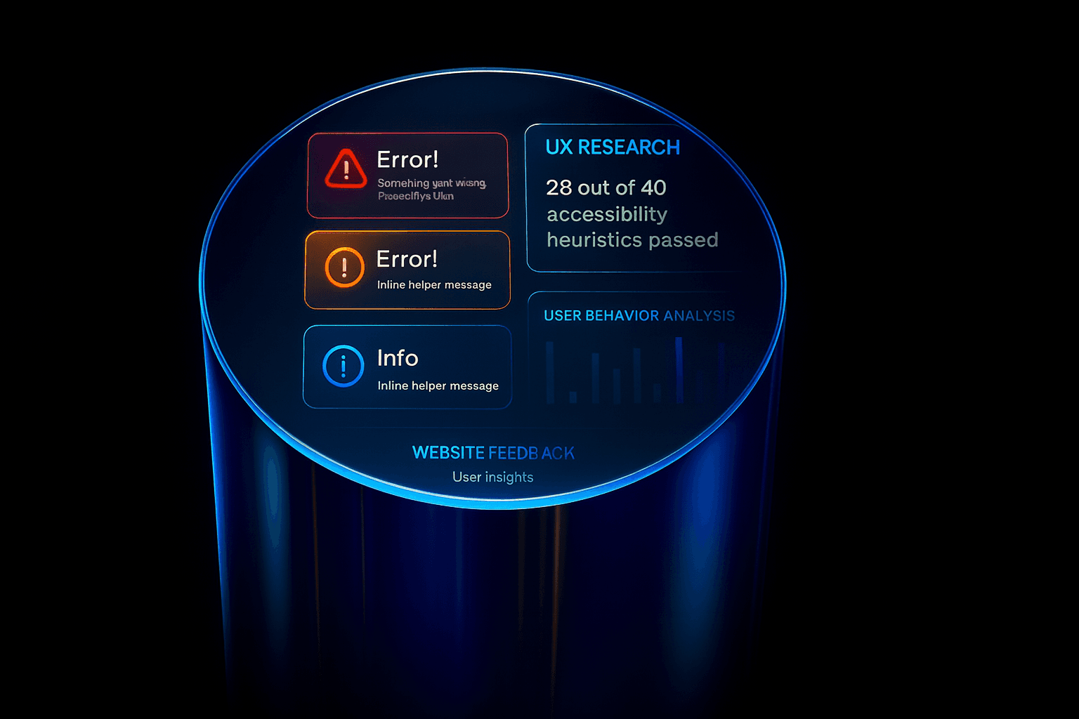 Autonomous interface displaying error messages with user-friendly guidance and feedback