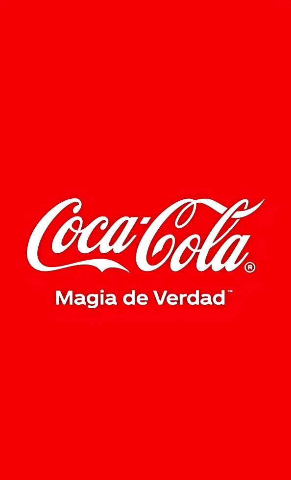 Coca cola logo infront of their signature red background