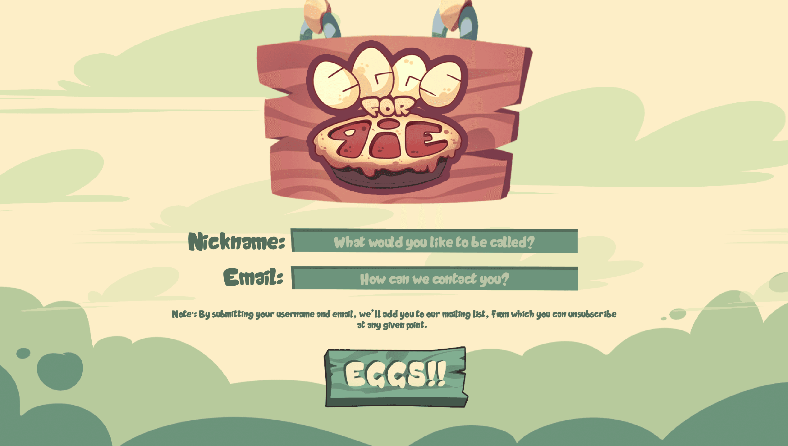 Eggs4Pie Main Menu