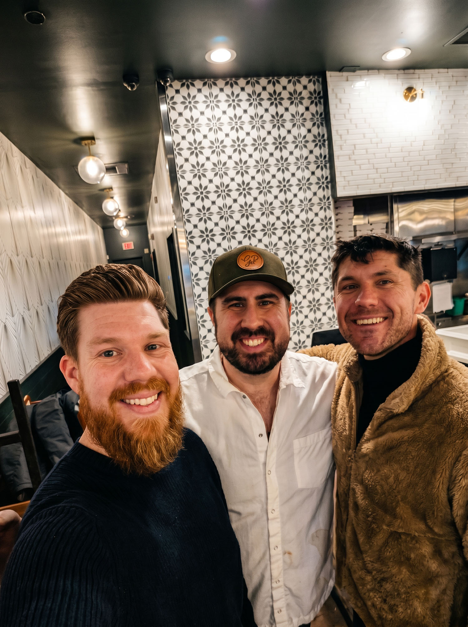 Quickie Studio founders Alex and Dariusz with GP Italiano owner at restaurant location Chicago